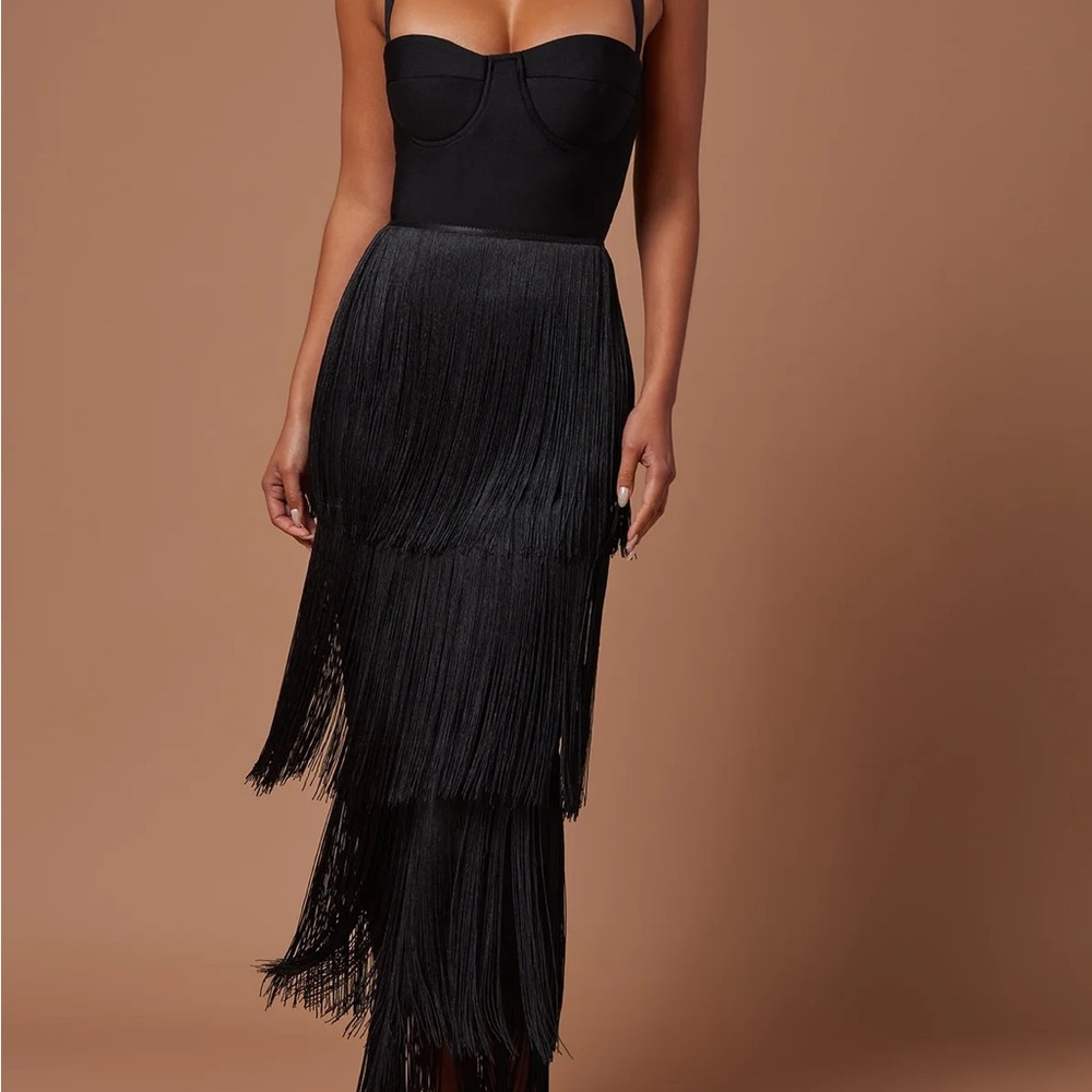 Fashion Nova Black Fringe Dress
